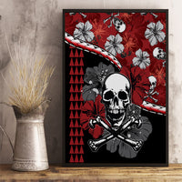 Hawaii Halloween Canvas Wall Art Hibiscus Skull Kakau Pattern LT01 - Polynesian Pride