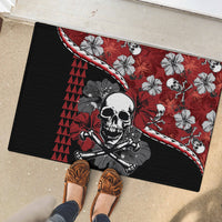 Hawaii Halloween Rubber Doormat Hibiscus Skull Kakau Pattern LT01 - Polynesian Pride