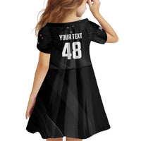 Custom New Zealand Cricket Family Matching Off The Shoulder Long Sleeve Dress and Hawaiian Shirt Aotearoa Black Cap Come On