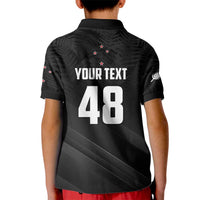 Custom New Zealand Cricket Kid Polo Shirt Aotearoa Black Cap Come On