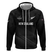 Custom New Zealand Cricket Zip Hoodie Aotearoa Black Cap Come On