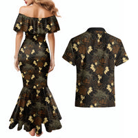 Javanese Batik Semen Couples Matching Mermaid Dress and Hawaiian Shirt Indonesian Traditional Pattern