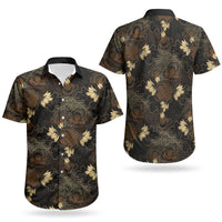 Javanese Batik Semen Couples Matching Off The Shoulder Long Sleeve Dress and Hawaiian Shirt Indonesian Traditional Pattern LT01 - Polynesian Pride