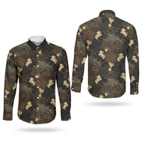 Javanese Batik Semen Couples Matching Off The Shoulder Long Sleeve Dress and Long Sleeve Button Shirt Indonesian Traditional Pattern LT01 - Polynesian Pride