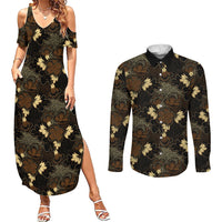 Javanese Batik Semen Couples Matching Summer Maxi Dress and Long Sleeve Button Shirt Indonesian Traditional Pattern