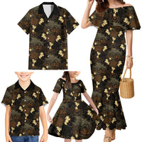 Javanese Batik Semen Family Matching Mermaid Dress and Hawaiian Shirt Indonesian Traditional Pattern