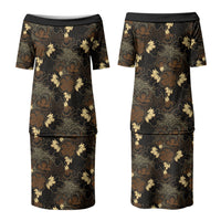 Javanese Batik Semen Family Matching Puletasi and Hawaiian Shirt Indonesian Traditional Pattern LT01 Mom's Dress Black - Polynesian Pride