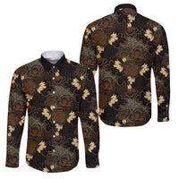 Javanese Batik Semen Family Matching Puletasi and Hawaiian Shirt Indonesian Traditional Pattern LT01 Dad's Shirt - Long Sleeve Black - Polynesian Pride