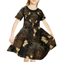 Javanese Batik Semen Kid Short Sleeve Dress Indonesian Traditional Pattern