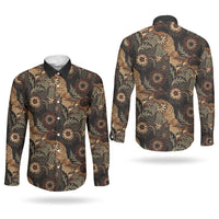 Batik Pedalaman Semen Lereng Style Couples Matching Off Shoulder Short Dress and Long Sleeve Button Shirt Indonesian Traditional Pattern LT01 - Polynesian Pride