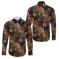 Batik Pedalaman Semen Lereng Style Family Matching Off Shoulder Short Dress and Hawaiian Shirt Indonesian Traditional Pattern LT01 Dad's Shirt - Long Sleeve Black - Polynesian Pride