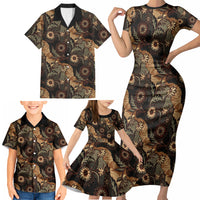 Batik Pedalaman Semen Lereng Style Family Matching Short Sleeve Bodycon Dress and Hawaiian Shirt Indonesian Traditional Pattern LT01 - Polynesian Pride