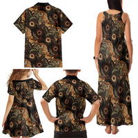 Batik Pedalaman Semen Lereng Style Family Matching Tank Maxi Dress and Hawaiian Shirt Indonesian Traditional Pattern
