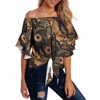 Batik Pedalaman Semen Lereng Style Off Shoulder Wrap Waist Top Indonesian Traditional Pattern LT01 - Polynesian Pride