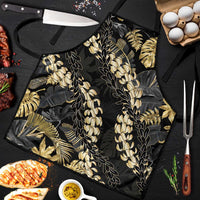 Gold Tropical Leaves Hawaii Mikioi Lei Apron Luxury Stylized - Polynesian Pride