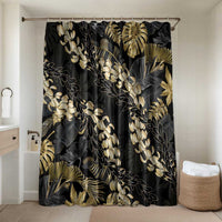 Gold Tropical Leaves Hawaii Mikioi Lei Bathroom Set Luxury Stylized LT01 Shower Curtain Only Gold - Polynesian Pride