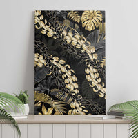 Gold Tropical Leaves Hawaii Mikioi Lei Canvas Wall Art Luxury Stylized - Polynesian Pride