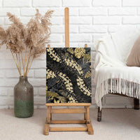 Gold Tropical Leaves Hawaii Mikioi Lei Canvas Wall Art Luxury Stylized - Polynesian Pride