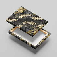 Gold Tropical Leaves Hawaii Mikioi Lei Canvas Wall Art Luxury Stylized - Polynesian Pride