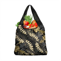 Gold Tropical Leaves Hawaii Mikioi Lei Grocery Bag Luxury Stylized - Polynesian Pride
