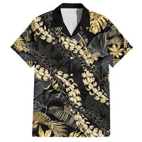 Gold Tropical Leaves Hawaii Mikioi Lei Hawaiian Shirt Luxury Stylized - Polynesian Pride