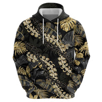 Gold Tropical Leaves Hawaii Mikioi Lei Hoodie Luxury Stylized - Polynesian Pride