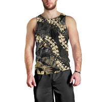 Gold Tropical Leaves Hawaii Mikioi Lei Men Tank Top Luxury Stylized - Polynesian Pride
