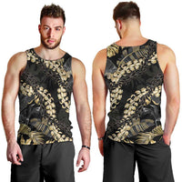Gold Tropical Leaves Hawaii Mikioi Lei Men Tank Top Luxury Stylized - Polynesian Pride