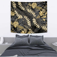 Gold Tropical Leaves Hawaii Mikioi Lei Tapestry Luxury Stylized - Polynesian Pride