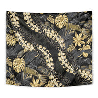 Gold Tropical Leaves Hawaii Mikioi Lei Tapestry Luxury Stylized - Polynesian Pride