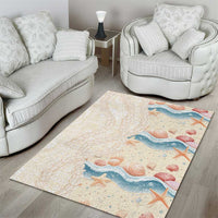 Beige Hawaii Lei Seashells Starfish Area Rug Sandy Sylized - Polynesian Pride