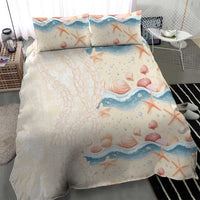Beige Hawaii Lei Seashells Starfish Bedding Set Sandy Sylized - Polynesian Pride