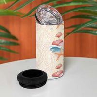 Beige Hawaii Lei Seashells Starfish 4 in 1 Can Cooler Tumbler Sandy Sylized - Polynesian Pride