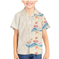 Beige Hawaii Lei Seashells Starfish Family Matching Mermaid Dress and Hawaiian Shirt Sandy Sylized - Polynesian Pride