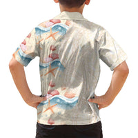 Beige Hawaii Lei Seashells Starfish Family Matching Off Shoulder Maxi Dress and Hawaiian Shirt Sandy Sylized - Polynesian Pride