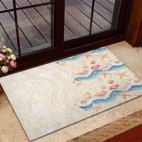 Beige Hawaii Lei Seashells Starfish Rubber Doormat Sandy Sylized - Polynesian Pride