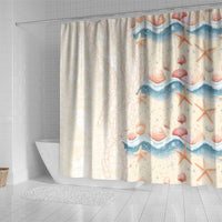 Beige Hawaii Lei Seashells Starfish Shower Curtain Sandy Sylized - Polynesian Pride