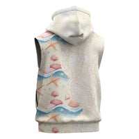Beige Hawaii Lei Seashells Starfish Sleeveless Hoodie Sandy Sylized LT01 - Polynesian Pride