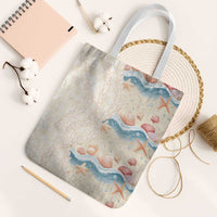 Beige Hawaii Lei Seashells Starfish Tote Bag Sandy Sylized - Polynesian Pride