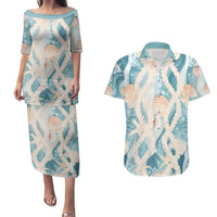 Hawaii Lei Seashells Starfish Couples Matching Puletasi and Hawaiian Shirt Fresh Summer Vibe - Polynesian Pride