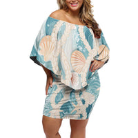 Hawaii Lei Seashells Starfish Family Matching Off Shoulder Short Dress and Hawaiian Shirt Fresh Summer Vibe - Polynesian Pride