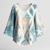 Hawaii Lei Seashells Starfish Kimono Sleeve Blouse Fresh Summer Vibe - Polynesian Pride