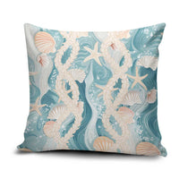 Hawaii Lei Seashells Starfish Pillow Cover Fresh Summer Vibe LT01 Blue - Polynesian Pride
