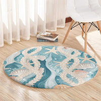 Hawaii Lei Seashells Starfish Round Carpet Fresh Summer Vibe - Polynesian Pride