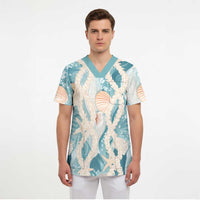 Hawaii Lei Seashells Starfish Scrub Top Fresh Summer Vibe - Polynesian Pride