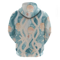 Hawaii Lei Seashells Starfish Zip Hoodie Fresh Summer Vibe - Polynesian Pride