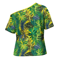 Hawaii Summer Tropical Leaves Cross Shoulder Shirt - Polynesian Pride