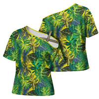 Hawaii Summer Tropical Leaves Cross Shoulder Shirt - Polynesian Pride