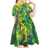 Hawaii Summer Tropical Leaves Kid Short Sleeve Dress - Polynesian Pride