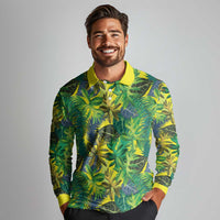 Hawaii Summer Tropical Leaves Long Sleeve Polo Shirt - Polynesian Pride
